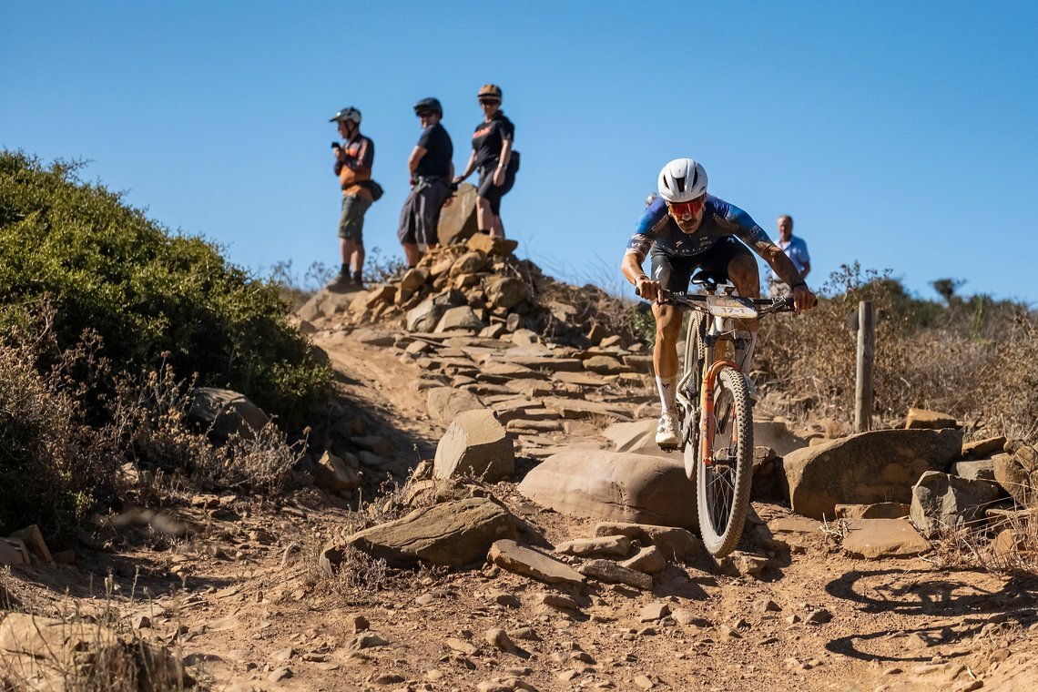 MMarco Joubert during Stage 1 of the 2025 Absa Cape Epic Mountain Bike stage race held at Meerendal Wine Estate, Cape Town, South Africa on the 17th March 2025. Photo by Dom Barnardt/Cape Epic
PLEASE ENSURE THE APPROPRIATE CREDIT IS GIVEN TO THE PHOT
