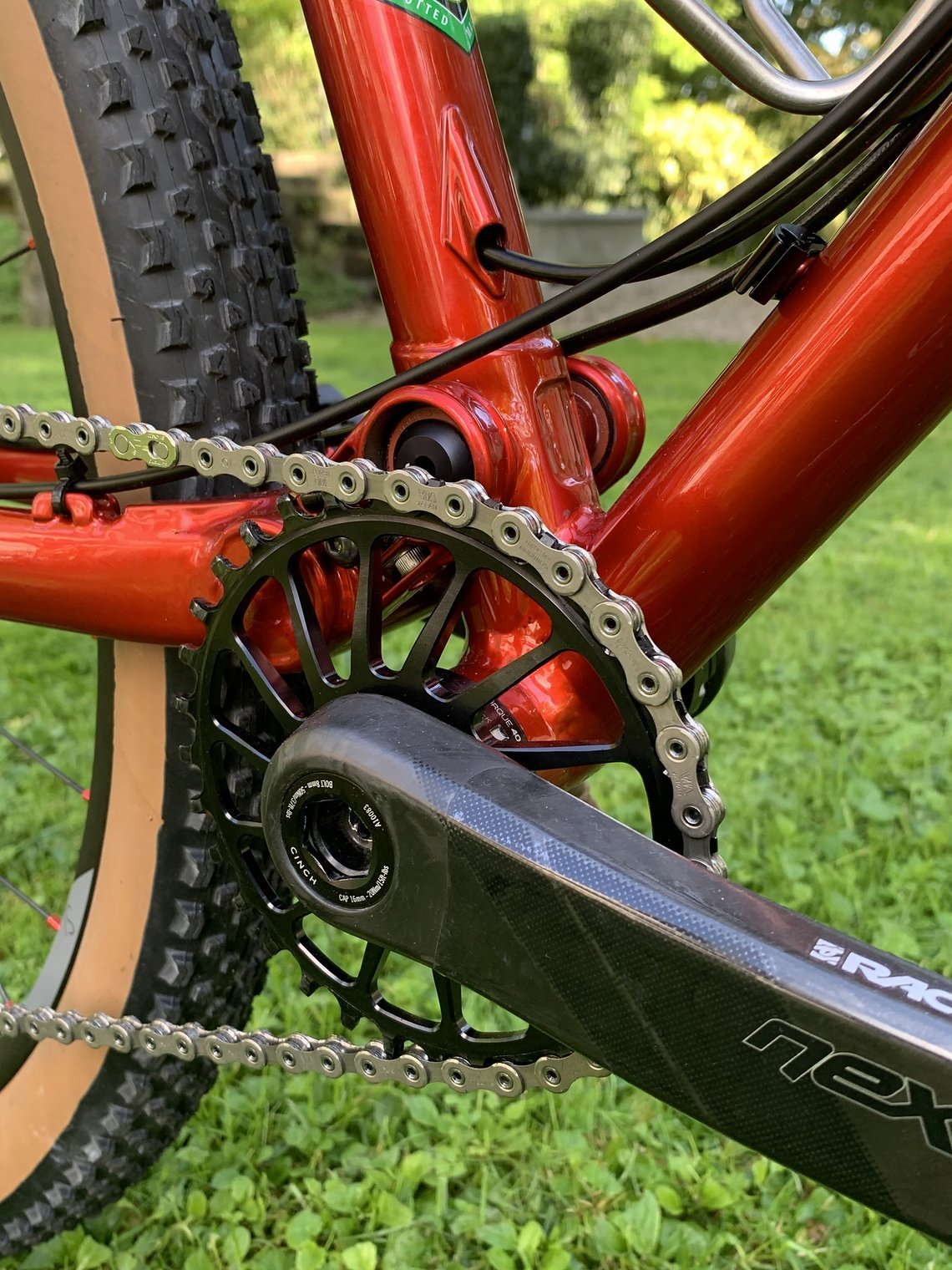 ... die durch eine Race Face Next Carbon Kurbel ergänzt wird