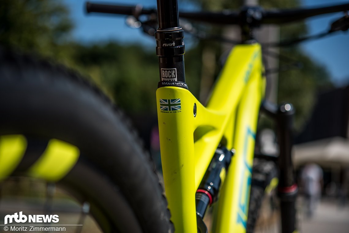"Designed in the UK": das gelbe Bike kommt von der Britischen Insel.