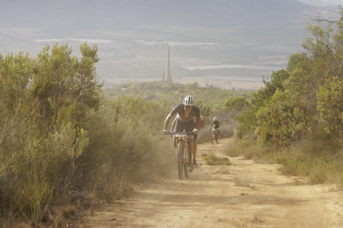 during Stage 4 of the 2025 Absa Cape Epic Mountain Bike stage race held at Fairview, Paarl, Cape Town, South Africa on the 20th March 2025. Photo by Nick Muzik/Cape Epic
PLEASE ENSURE THE APPROPRIATE CREDIT IS GIVEN TO THE PHOTOGRAPHER AND ABSA CAPE 