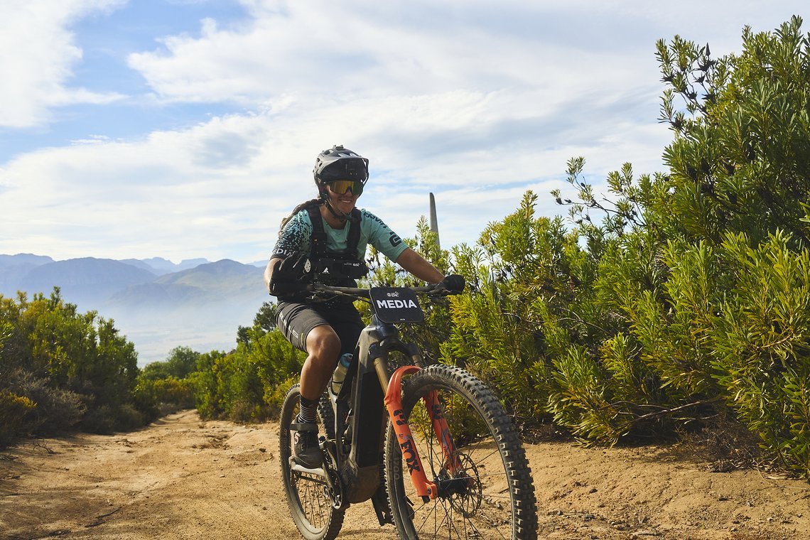 during Stage 4 of the 2025 Absa Cape Epic Mountain Bike stage race held at Fairview, Paarl, Cape Town, South Africa on the 20th March 2025. Photo by Michael Chiaretta/Cape Epic
PLEASE ENSURE THE APPROPRIATE CREDIT IS GIVEN TO THE PHOTOGRAPHER AND ABS