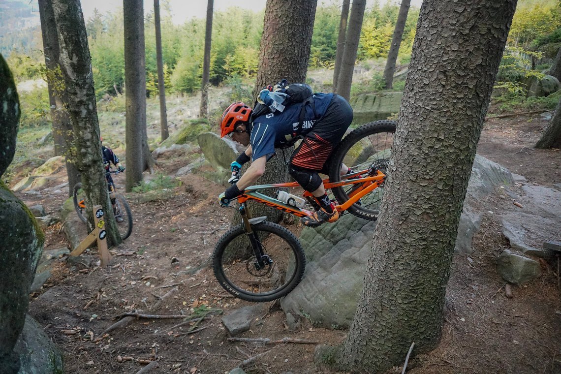 Die Whistler Sektion - 3 Totenköpfe am Eingang sollen Trail-Surfer für die Schwierigkeit sensibilisieren