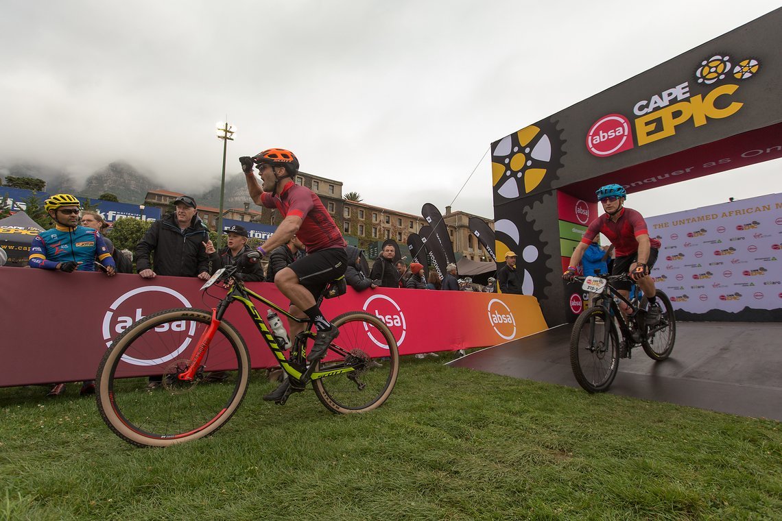 Ian Kent  & Lloyd Barker during the Prologue of the 2019 Absa Cape Epic Mountain Bike stage race held at the University of Cape Town in Cape Town, South Africa on the 17th March 2019.

Photo by Dwayne Senior/Cape Epic

PLEASE ENSURE THE APPROPRIA