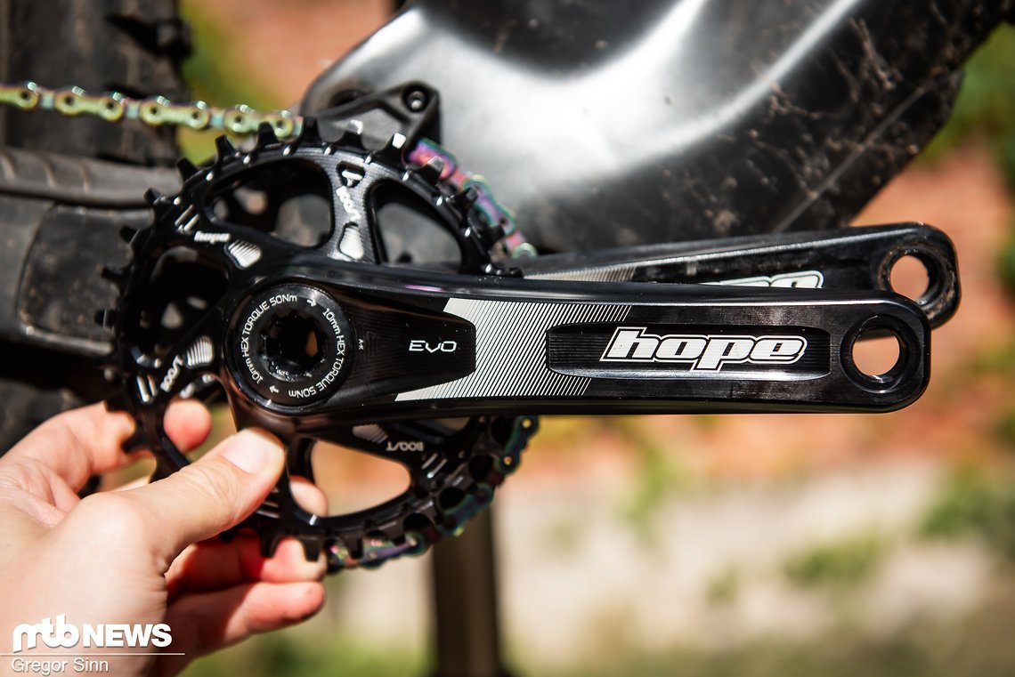 Die Hope Evo-Kurbeln kosten 340 € ohne Spider und sind in Längen von 155 bis 175 mm erhältlich