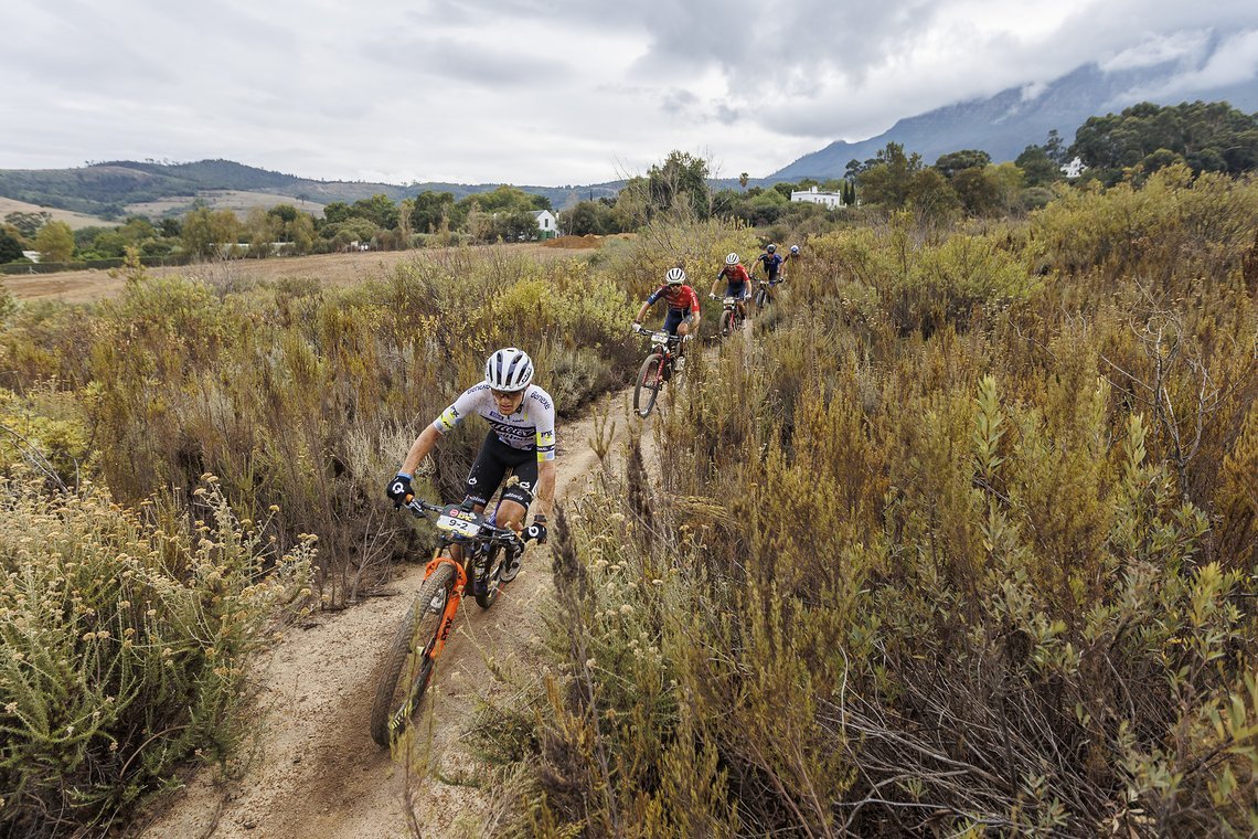 Rdier during Stage 5 of the 2025 Absa Cape Epic Mountain Bike stage race held from Fairview, Paarl, to Lourensford Wine Estate, Somerset West, Cape Town, South Africa on the 21st March 2025. Photo by Sam Clark/Cape Epic
PLEASE ENSURE THE APPROPRIATE 