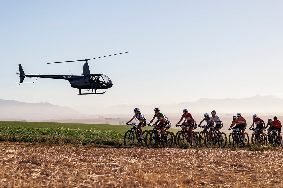 Riders during Stage 1 of the 2025 Absa Cape Epic Mountain Bike stage race held at Meerendal Wine Estate, Cape Town, South Africa on the 17th March 2025. Photo by Sam Clark/Cape Epic
PLEASE ENSURE THE APPROPRIATE CREDIT IS GIVEN TO THE PHOTOGRAPHER AN
