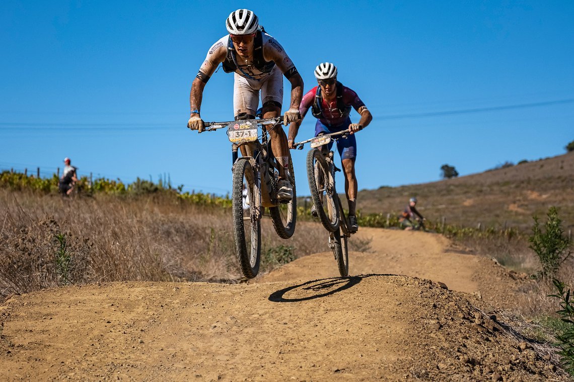Craig and Ben Oliver during Stage 1 of the 2025 Absa Cape Epic Mountain Bike stage race held at Meerendal Wine Estate, Cape Town, South Africa on the 17th March 2025. Photo by Dom Barnardt/Cape Epic
PLEASE ENSURE THE APPROPRIATE CREDIT IS GIVEN TO TH