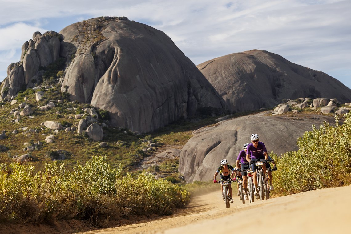 riders during Stage 4 of the 2025 Absa Cape Epic Mountain Bike stage race held at Fairview, Paarl, Cape Town, South Africa on the 20th March 2025. Photo by Sam Clark/Cape Epic
PLEASE ENSURE THE APPROPRIATE CREDIT IS GIVEN TO THE PHOTOGRAPHER AND ABSA