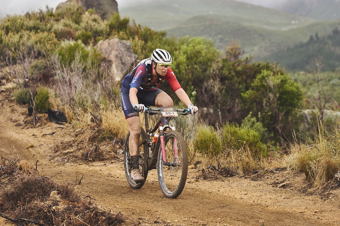 during Stage 6 of the 2025 Absa Cape Epic Mountain Bike stage race held at Lourensford Wine Estate, Somerset West, Cape Town, South Africa on the 22nd March 2025. Photo by Michael Chiaretta/Cape Epic
PLEASE ENSURE THE APPROPRIATE CREDIT IS GIVEN TO T
