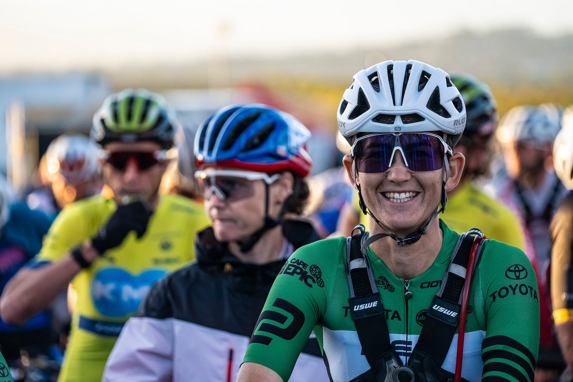 Elrika Harmzen-Pretorius during Stage 1 of the 2025 Absa Cape Epic Mountain Bike stage race held at Meerendal Wine Estate, Cape Town, South Africa on the 17th March 2025. Photo by Dom Barnardt/Cape Epic
PLEASE ENSURE THE APPROPRIATE CREDIT IS GIVEN T
