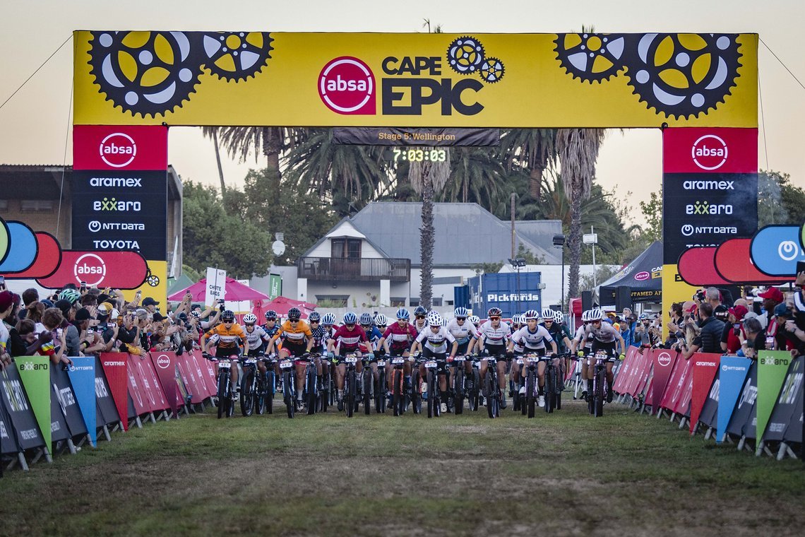 UCI Womans Start Stage 5 of the 2024 Absa Cape Epic Mountain Bike stage race from CPUT, Wellington to CPUT, Wellington, South Africa on 22 March 2024. Photo by Max Sullivan/Cape Epic
PLEASE ENSURE THE APPROPRIATE CREDIT IS GIVEN TO THE PHOTOGRAPHER A