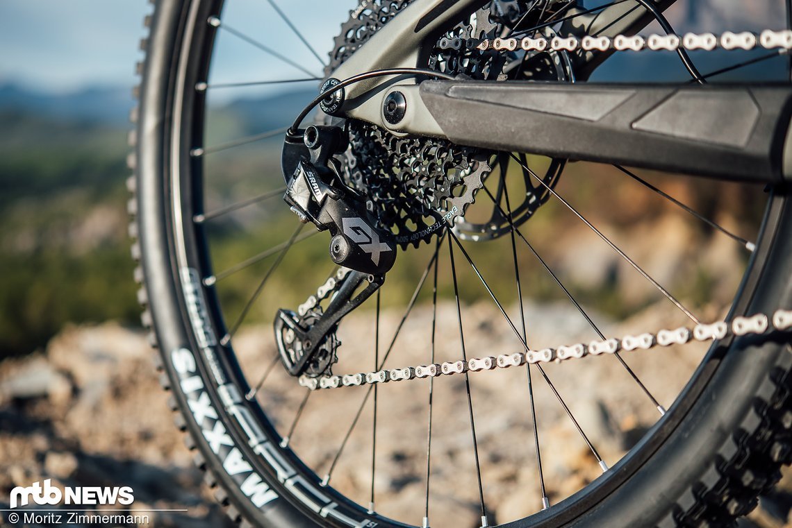 Der SRAM GX Eagle-Antrieb soll die vom Fahrer eingebrachte Energie effizient in Vortrieb umwandeln.