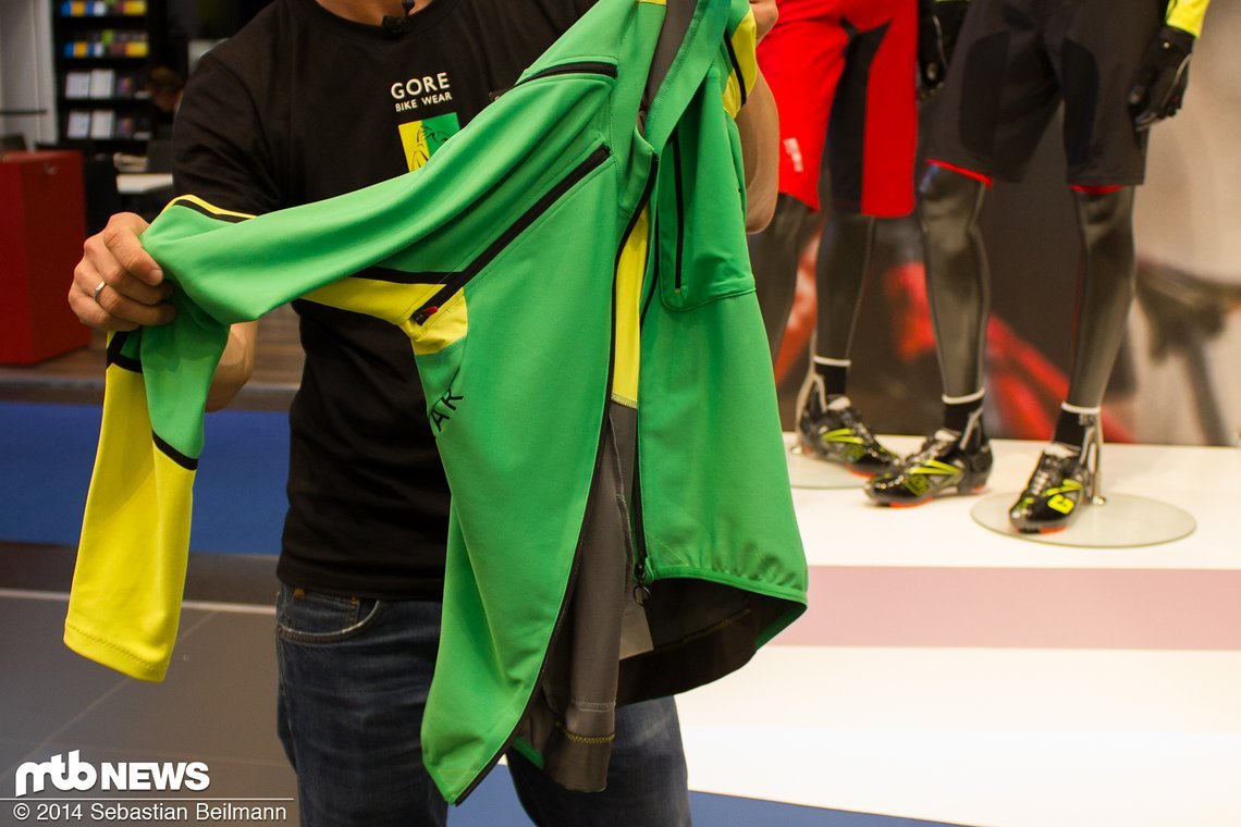 Die Arme an der dünnen Windstopper-Jacke ...