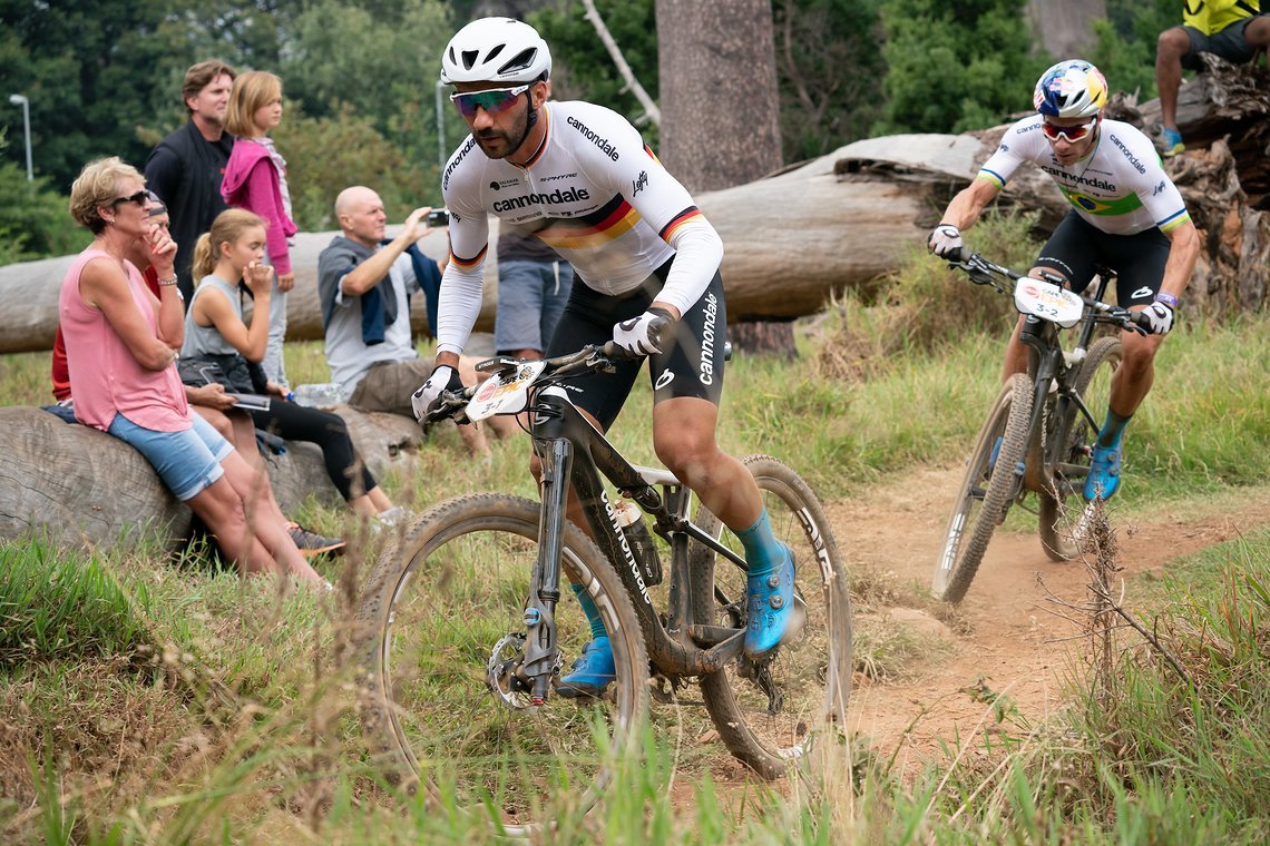 Manuel FUMIC (DEU) and Henrique AVANCINI (BRA) of team Cannondale Factory Racing during the Prologue of the 2019 Absa Cape Epic Mountain Bike stage race held at the University of Cape Town in Cape Town, South Africa on the 17th March 2019.

Photo b