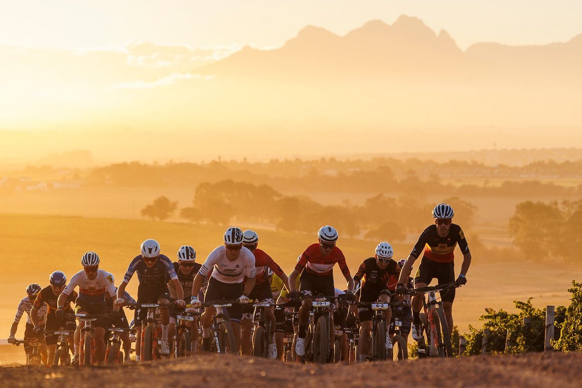 Riders during Stage 1 of the 2025 Absa Cape Epic Mountain Bike stage race held at Meerendal Wine Estate, Cape Town, South Africa on the 17th March 2025. Photo by Sam Clark/Cape Epic
PLEASE ENSURE THE APPROPRIATE CREDIT IS GIVEN TO THE PHOTOGRAPHER AN