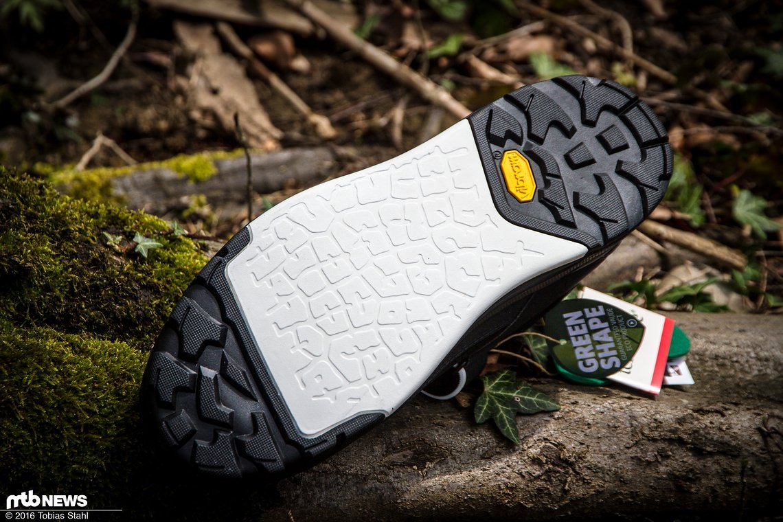 Vibram ist der Partner für die Sohle der Vaude Moab Schuhe: der Mittelteil soll bestmöglichen Halt auf Pedalen bieten...