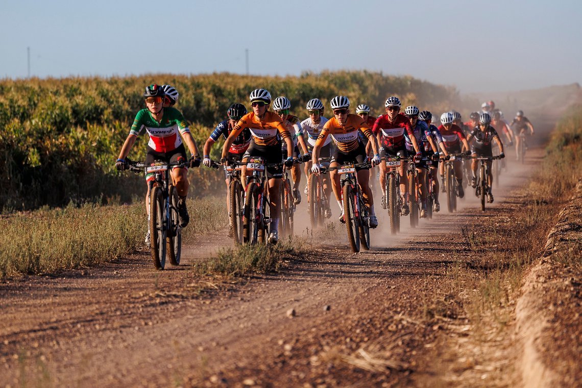 Riders during Stage 1 of the 2025 Absa Cape Epic Mountain Bike stage race held at Meerendal Wine Estate, Cape Town, South Africa on the 17th March 2025. Photo by Sam Clark/Cape Epic
PLEASE ENSURE THE APPROPRIATE CREDIT IS GIVEN TO THE PHOTOGRAPHER AN