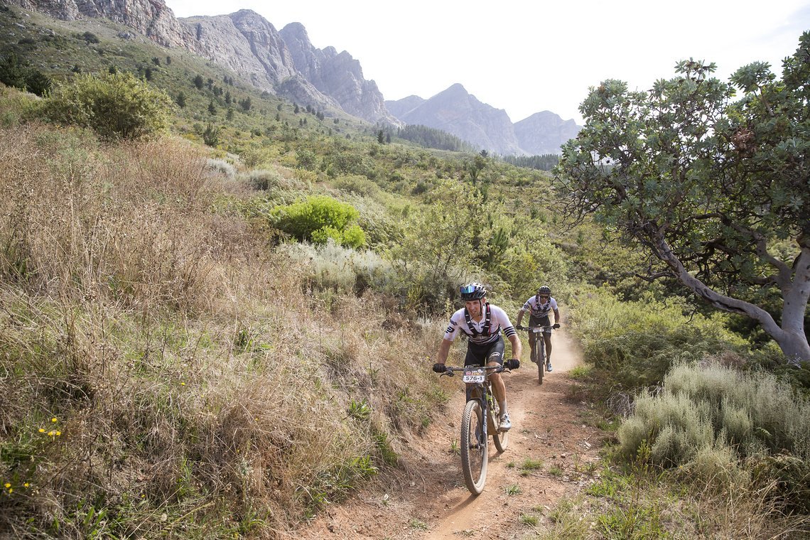 Riders during Stage 1 of the 2024 Absa Cape Epic Mountain Bike stage race from Saronsberg Wine Estate to Saronsberg Wine Estate, Tulbagh, South Africa on the 18th March 2024. Photo by Sam Clark/Cape Epic
PLEASE ENSURE THE APPROPRIATE CREDIT IS GIVEN 