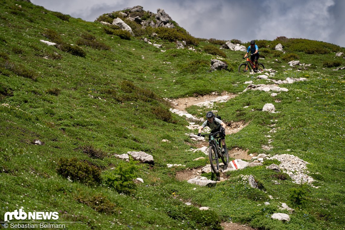 Der erste Teil des Chalbersäss Trails ist felsig, steil und ganz schön anspruchsvoll.