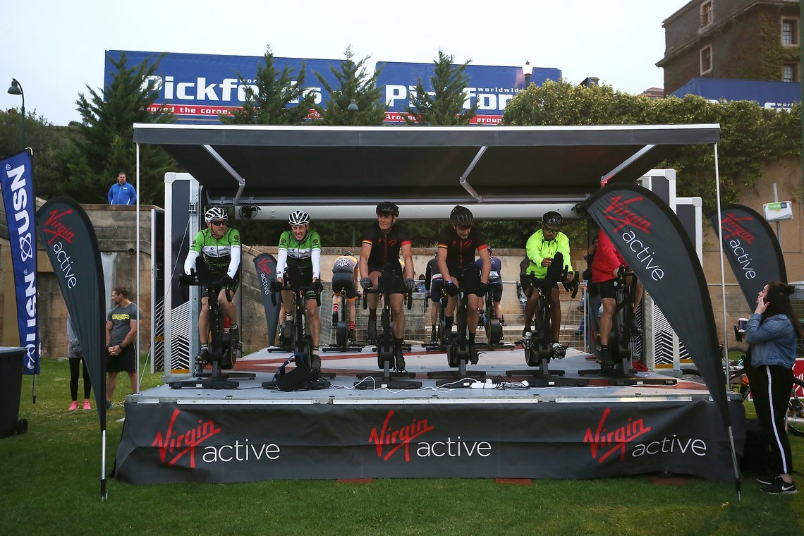 Riders warm up during the Prologue of the 2019 Absa Cape Epic Mountain Bike stage race held at the University of Cape Town in Cape Town, South Africa on the 17th March 2019.

Photo by Shaun Roy/Cape Epic

PLEASE ENSURE THE APPROPRIATE CREDIT IS G