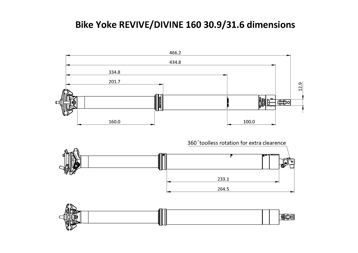 Maße der 160-mm-Variante