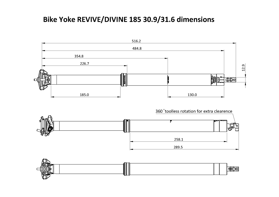Maße der 185-mm-Variante