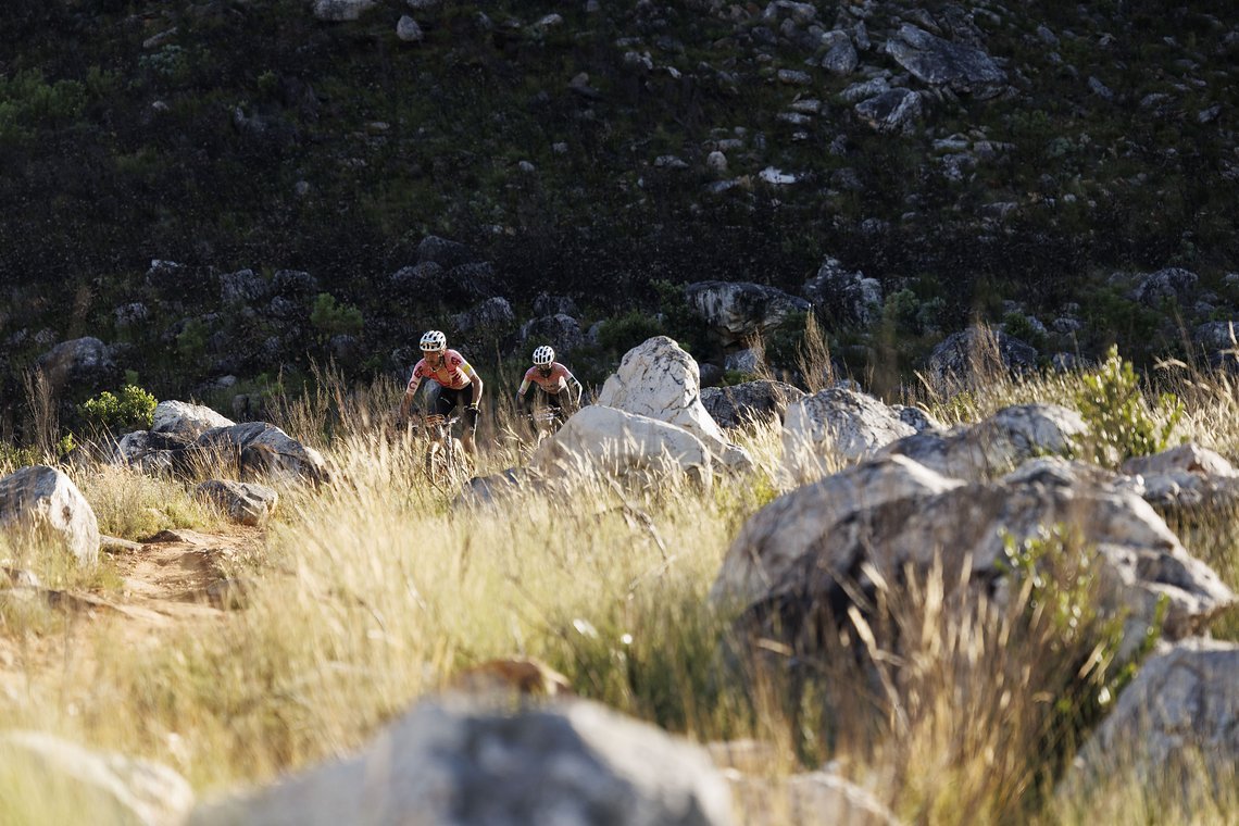 Riders during Stage 5 of the 2024 Absa Cape Epic Mountain Bike stage race from CPUT, Wellington to CPUT, Wellington, South Africa on 22 March 2024. Photo by Nick Muzik/Cape Epic
PLEASE ENSURE THE APPROPRIATE CREDIT IS GIVEN TO THE PHOTOGRAPHER AND AB