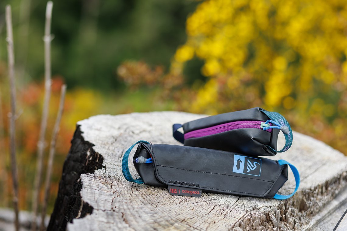 Mit Cotopaxi gibts eine Collab – zwei Taschen finden im Unterrohr der neuen Ibis Bikes Platz.