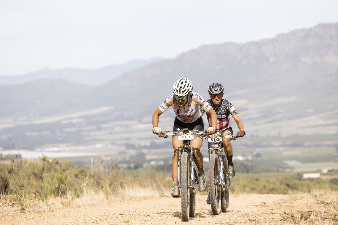Riders during Stage 1 of the 2024 Absa Cape Epic Mountain Bike stage race from Saronsberg Wine Estate to Saronsberg Wine Estate, Tulbagh, South Africa on the 18th March 2024. Photo by Sam Clark/Cape Epic
PLEASE ENSURE THE APPROPRIATE CREDIT IS GIVEN 