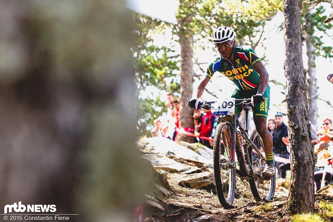 Sipho Madolo aus Südafrika. Schön, dass Biker aus Afrika bei der WM zu finden waren!
