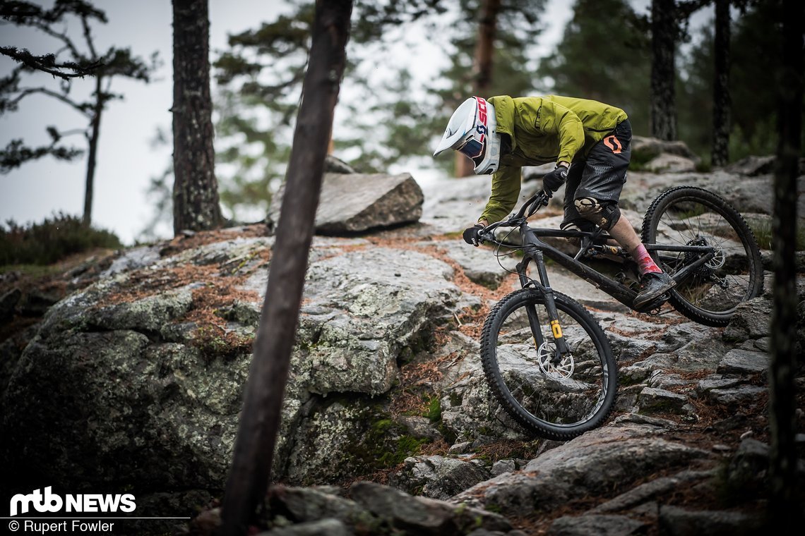 Auf den schnellen und ruppigen Strecken des Bikeparks war eine härtere Abstimmung notwendig