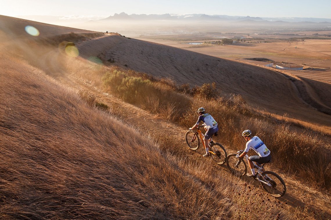 Riders during Stage 1 of the 2025 Absa Cape Epic Mountain Bike stage race held at Meerendal Wine Estate, Cape Town, South Africa on the 17th March 2025. Photo by Sam Clark/Cape Epic
PLEASE ENSURE THE APPROPRIATE CREDIT IS GIVEN TO THE PHOTOGRAPHER AN