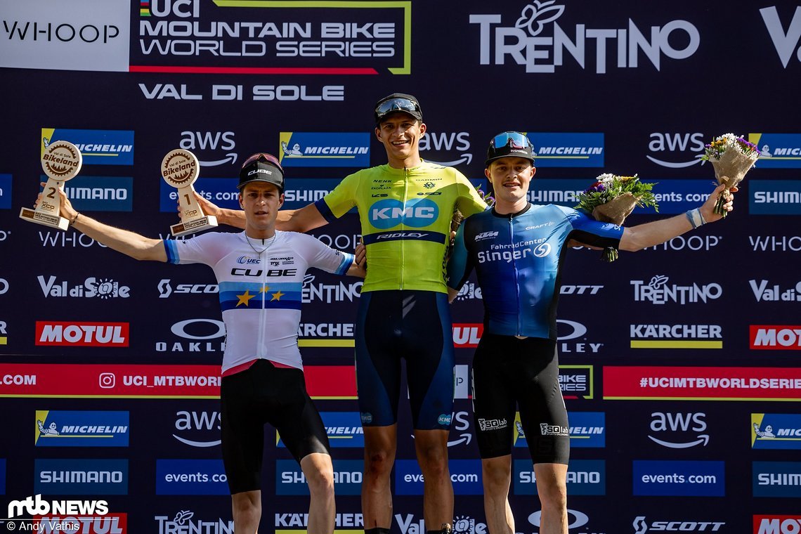 Das Podium der U23-Herren in Val di Sole