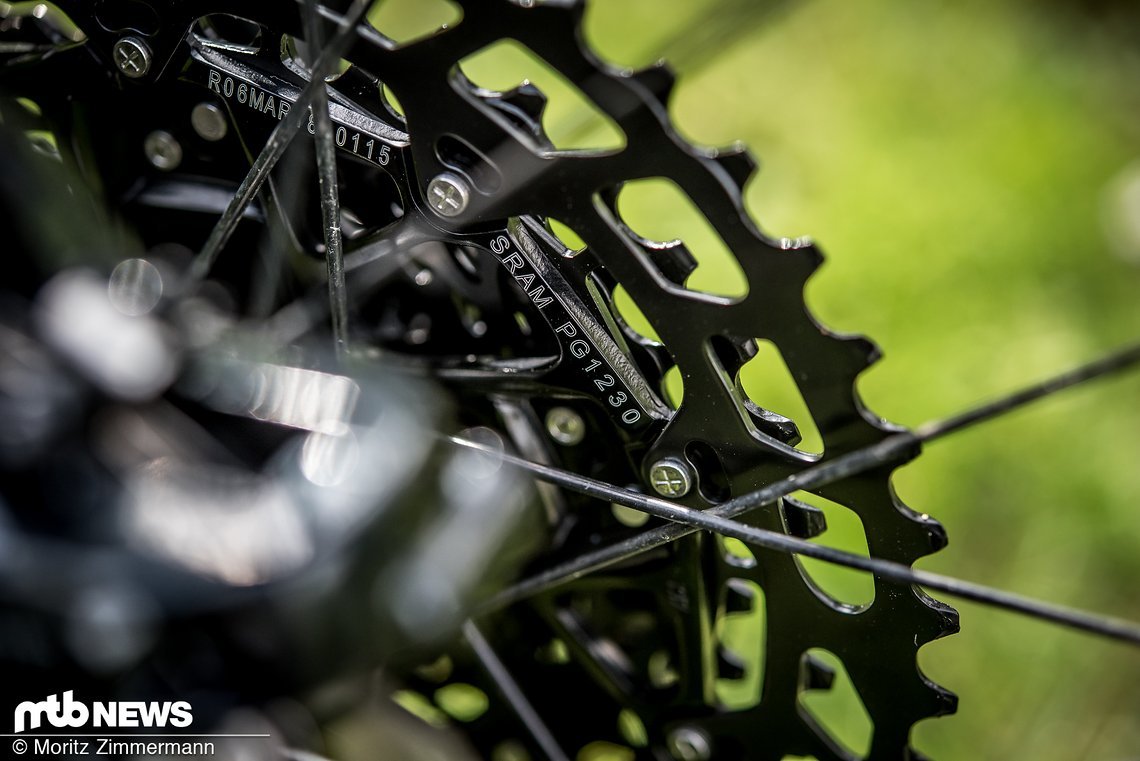 Die Stahlritzel sind auf einen Aluminium-Spider genietet.