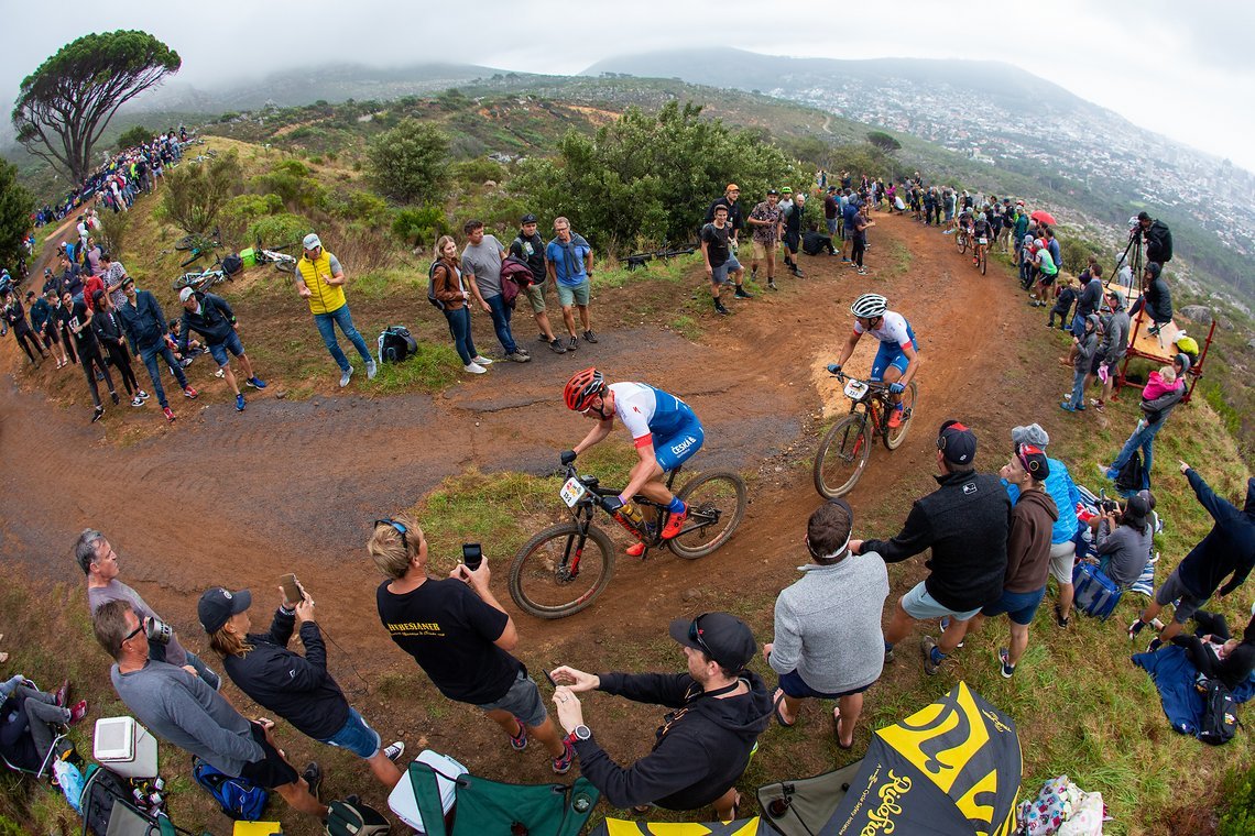 Matthew Beers (front) and Alan Hatherly (rear) during the Prologue of the 2019 Absa Cape Epic Mountain Bike stage race held at the University of Cape Town in Cape Town, South Africa on the 17th March 2019.

Photo by Sam Clark/Cape Epic

PLEASE EN