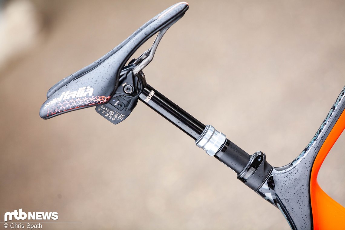 Die elektronische Reverb AXS-Sattelstütze von SRAM soll bei Terpstra technische Abfahrten vereinfachen