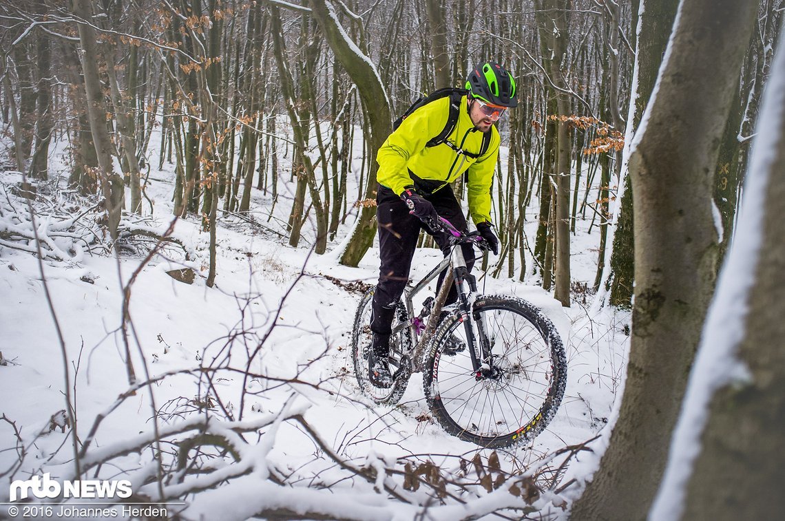 Hannes unterwegs im verschneiten Forst