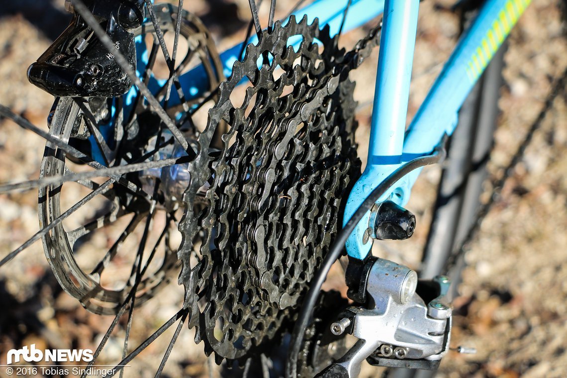 Die aus dem MTB-Bereich bekannte 10-42 Abstufung der Kassette erwies sich als ziemlich ideal für die verschiedenen Einsatzgebiete des Rades