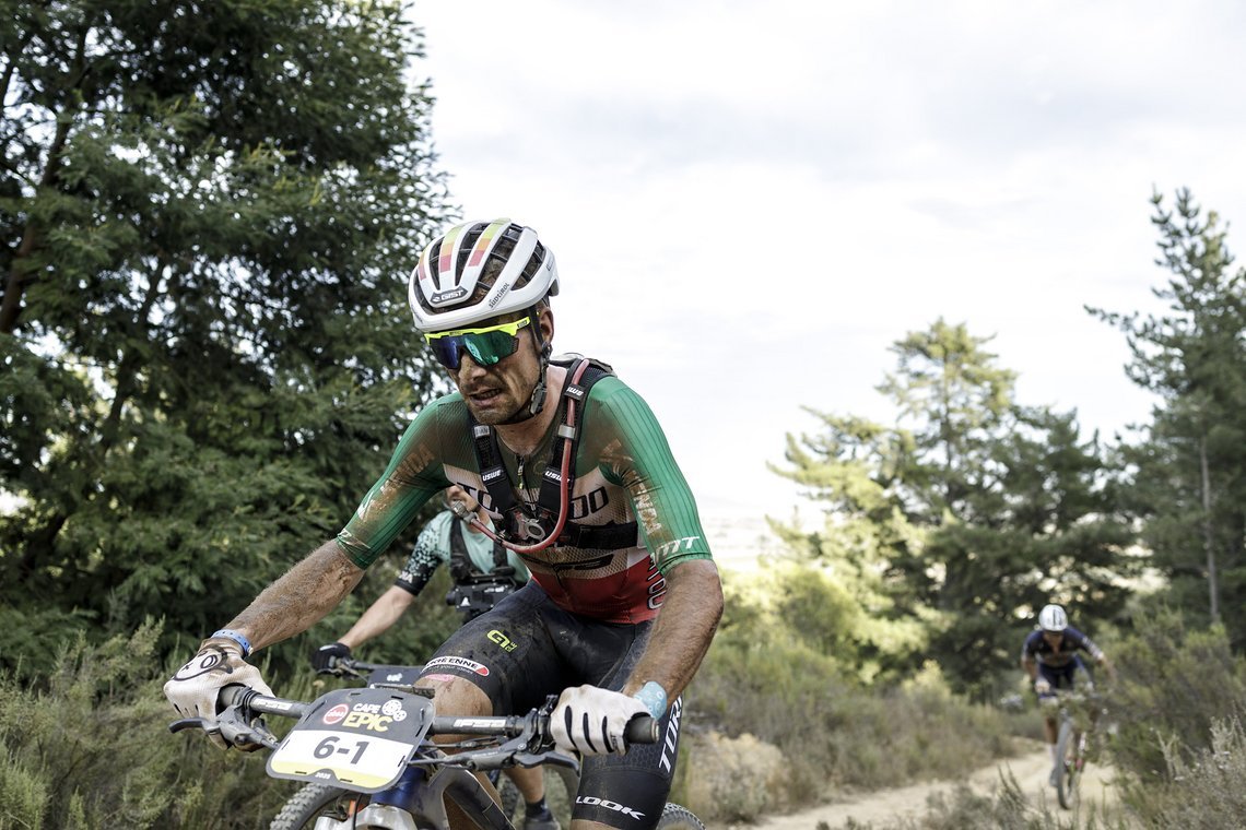 during Stage 4 of the 2025 Absa Cape Epic Mountain Bike stage race held at Fairview, Paarl, Cape Town, South Africa on the 20th March 2025. Photo by Nick Muzik/Cape Epic
PLEASE ENSURE THE APPROPRIATE CREDIT IS GIVEN TO THE PHOTOGRAPHER AND ABSA CAPE 