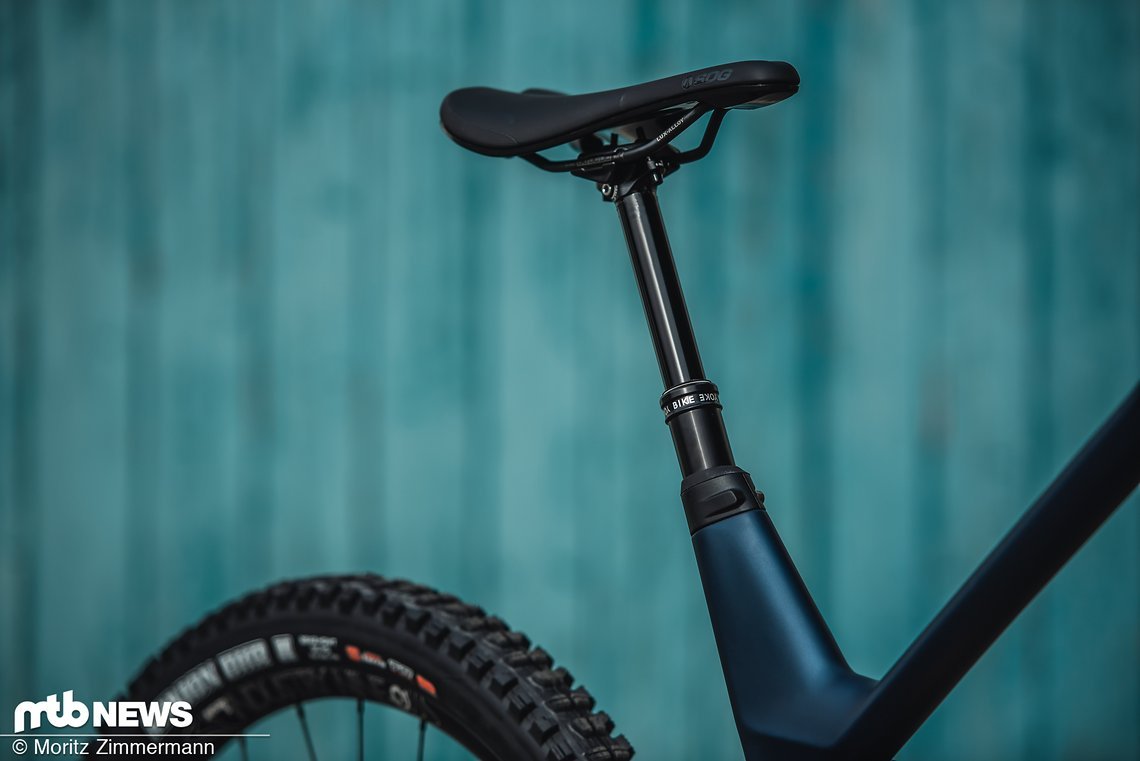 Die Bikeyoke Revive-Sattelstütze stellt 185 mm Hub zur Verfügung.