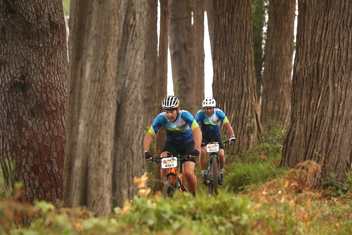 Johan Heyns and Wilhelm Arp during the Prologue of the 2019 Absa Cape Epic Mountain Bike stage race held at the University of Cape Town in Cape Town, South Africa on the 17th March 2019.

Photo by Shaun Roy/Cape Epic

PLEASE ENSURE THE APPROPRIAT