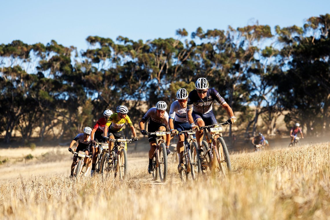 Georg EGGER leads the bunch during Stage 1 of the 2025 Absa Cape Epic Mountain Bike stage race held at Meerendal Wine Estate, Cape Town, South Africa on the 17th March 2025. Photo by Nick Muzik/Cape Epic
PLEASE ENSURE THE APPROPRIATE CREDIT IS GIVEN 
