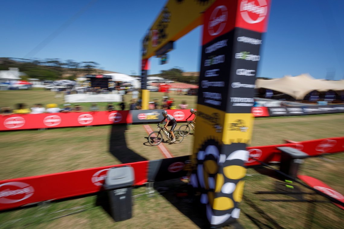 during Stage 1 of the 2025 Absa Cape Epic Mountain Bike stage race held at Meerendal Wine Estate, Cape Town, South Africa on the 17th March 2025. Photo by Nick Muzik/Cape Epic
PLEASE ENSURE THE APPROPRIATE CREDIT IS GIVEN TO THE PHOTOGRAPHER AND ABSA