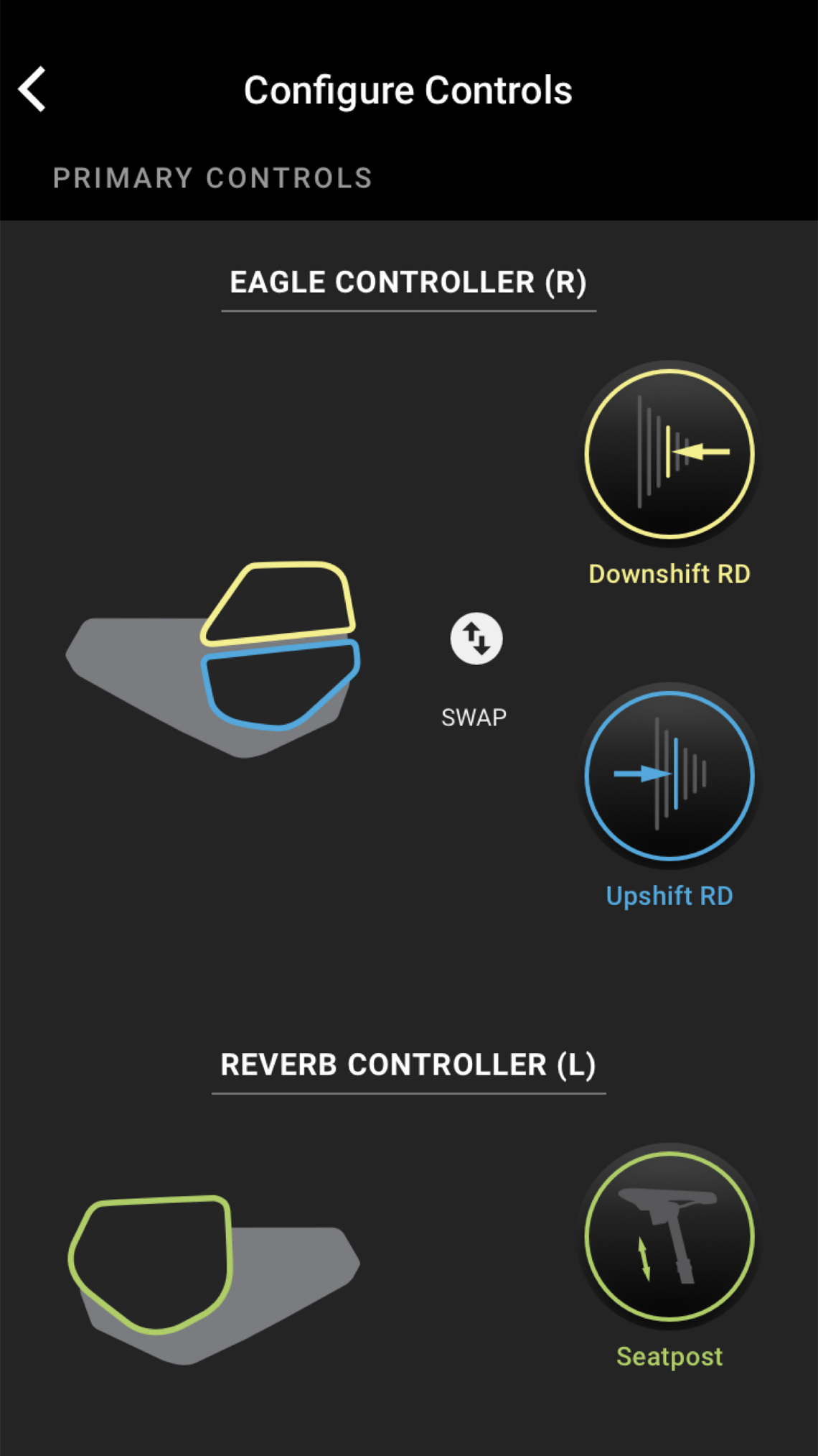 Mithilfe der App lassen sich alle drei Controller-Möglichkeiten auswählen. Zur Auswahl stehen: “Hochschalten”, “Runterschalten” und “Reverb bedienen”