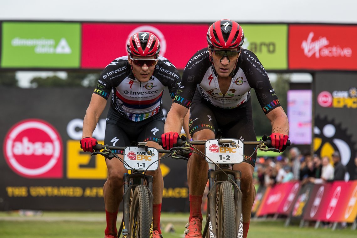Jaroslav Kulhavy & Sam Gaze - Investec songo Specialized during the Prologue of the 2019 Absa Cape Epic Mountain Bike stage race held at the University of Cape Town in Cape Town, South Africa on the 17th March 2019.

Photo by Dwayne Senior/Cape Epi