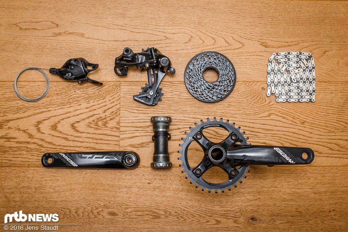 1974 g kommen für die gesamte SRAM GX DH Gruppe zusammen