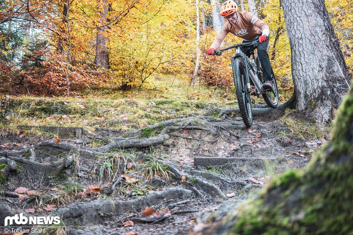 Das Überrollverhalten und die Fähigkeit, Schwung zu halten, sind deutlich besser als bei 29"
