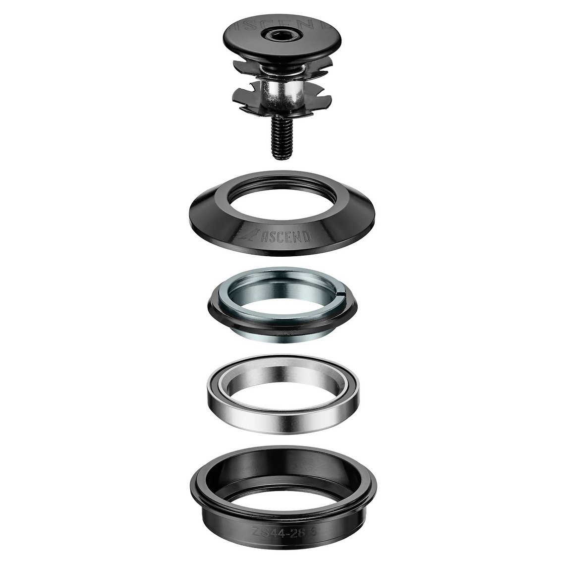 Mit dem Mix n Match System von Ascend Components hat der Kunde die Möglichkeit nur einen Teil des Steuersatzes zu tauschen. Der Top Headset Cup ZS44 (obere Teil) liegt bei £14.99 (UVP).