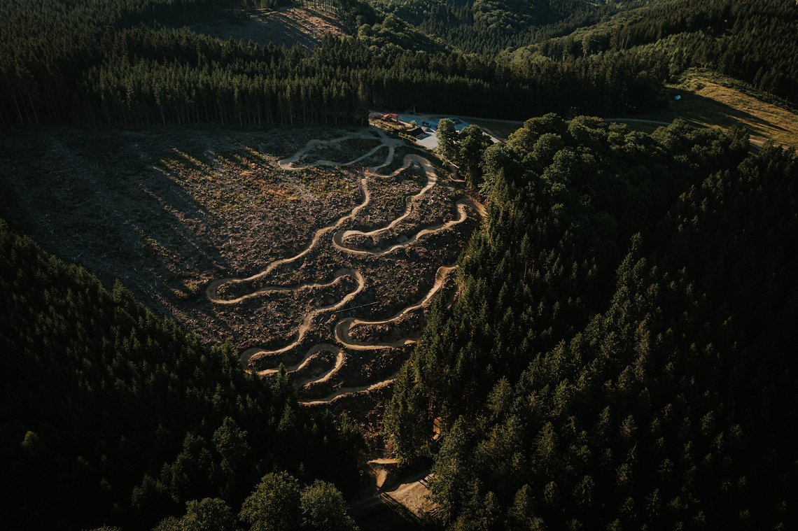 Der Hang ist aufgrund seiner Topografie ideal für einen Bikepark geeignet.