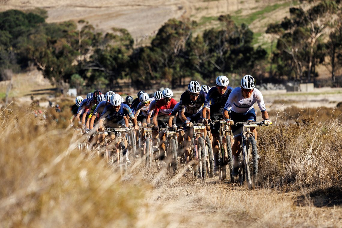 Lukas BAUM leads during Stage 1 of the 2025 Absa Cape Epic Mountain Bike stage race held at Meerendal Wine Estate, Cape Town, South Africa on the 17th March 2025. Photo by Nick Muzik/Cape Epic
PLEASE ENSURE THE APPROPRIATE CREDIT IS GIVEN TO THE PHOT